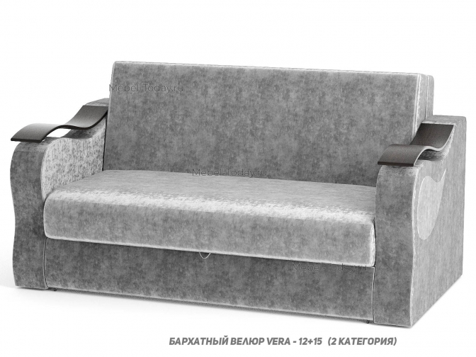 Двуспальный диван Капля 140 см аккордеон с ящиком для белья и МДФ подлокотниками