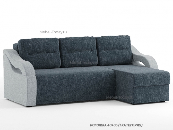 Угловой диван еврокнижка, пружинный или ортопедическуий блок, обивка рогожка, велюр, флок, бархат, дизайн 1