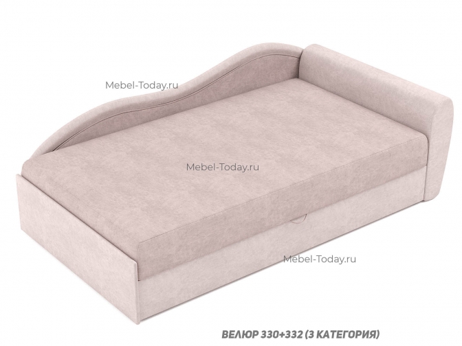 Кушетка тахта Юлия плюс угловая 120 см с фигурной волнистой спинкой с выбором обивки