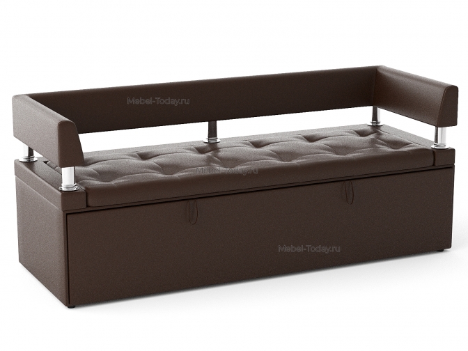 Диван офисный раскладной Дельф 160 с боковинками, механизм дельфин, экокожа коричневая, черная, белая, красная