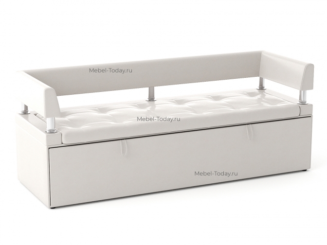 Диван офисный раскладной Дельф 170 с боковинками, механизм дельфин, экокожа коричневая, черная, белая, красная