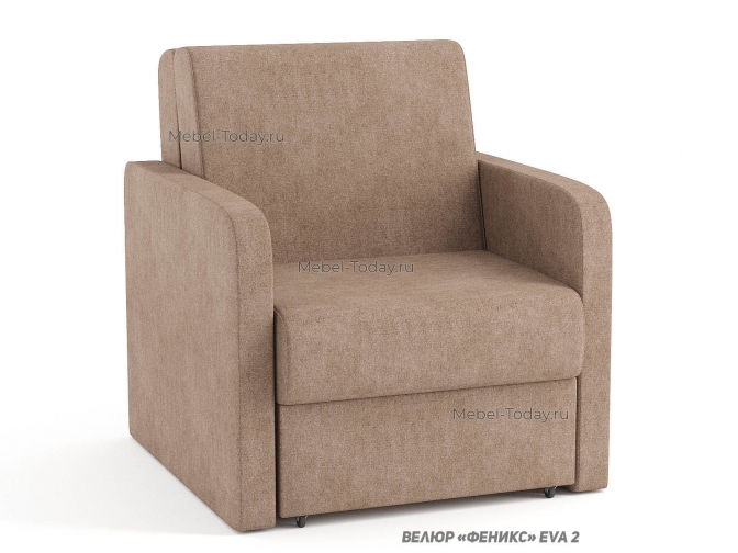 Кресло-кровать аккордеон Эконом-Люкс 60х194 см с мягкими прямыми подлокотниками, с ящиком для белья