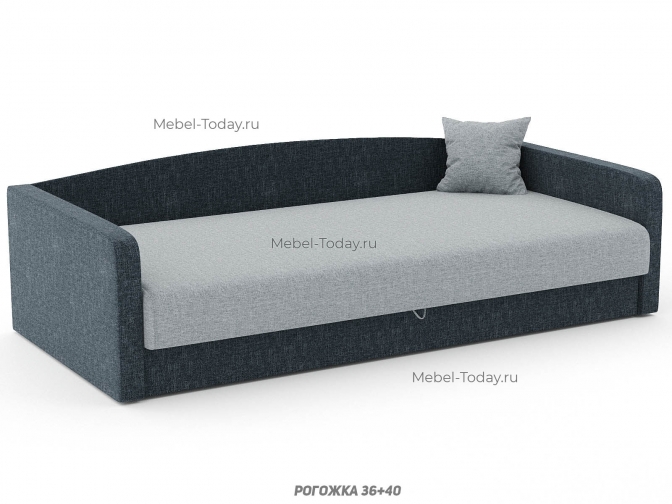 Диван тахта Практик, спальное место 120*190 см полутороспальная, с двумя подлокотниками и задней овальной спинкой