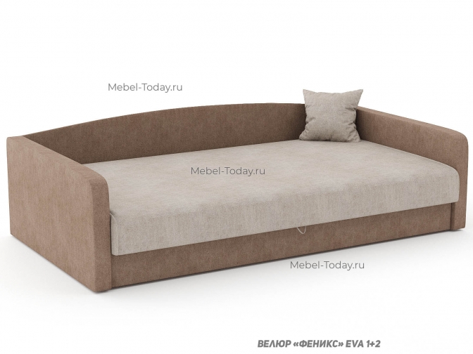 Диван тахта Практик, спальное место 140*190 см двуспальная, с двумя подлокотниками и задней овальной спинкой