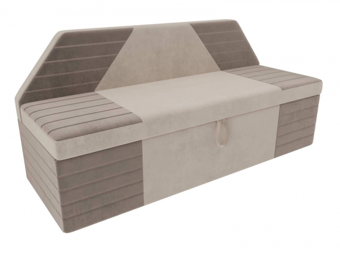 Кухонный прямой диван Дуглас Велюр Бежевый Коричневый