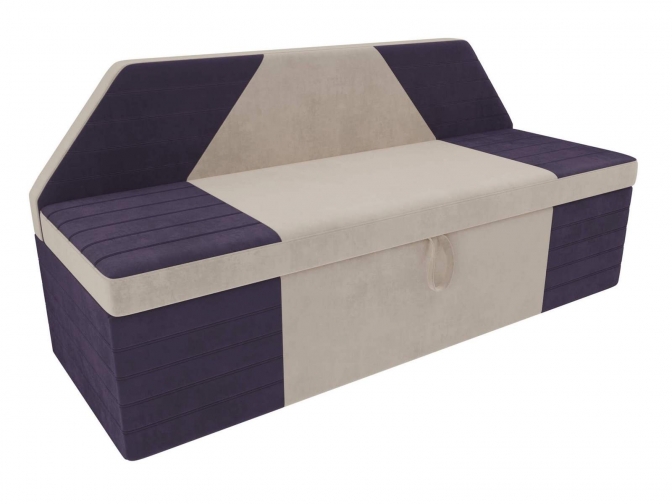 Кухонный прямой диван Дуглас Велюр Бежевый Фиолетовый