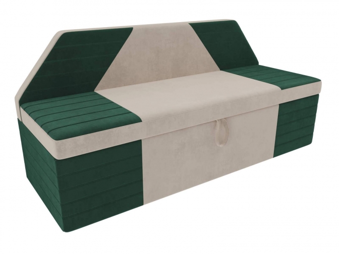 Кухонный прямой диван Дуглас Велюр Бежевый Зеленый
