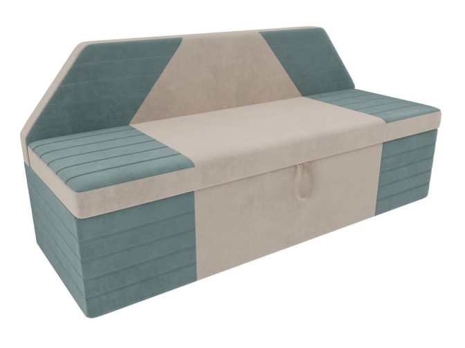 Кухонный прямой диван Дуглас Велюр Бежевый Бирюза