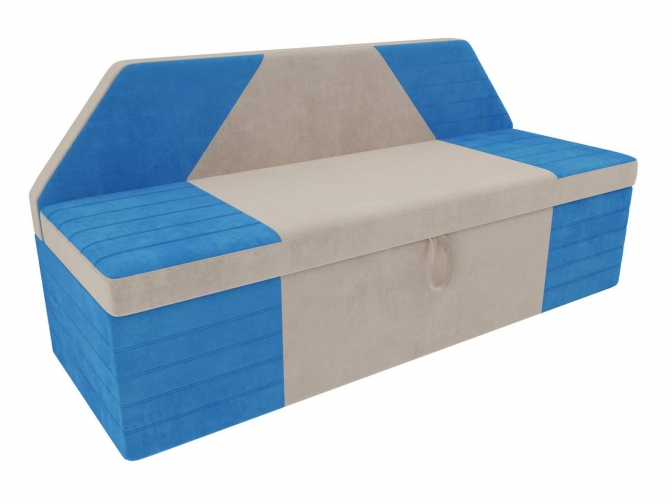 Кухонный прямой диван Дуглас Велюр Бежевый Голубой
