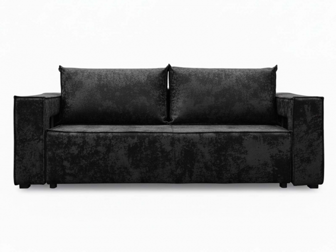 Диван еврокнижка Лофт Люкс с подсветкой, спальное место 140*195, обивка Плюш черный