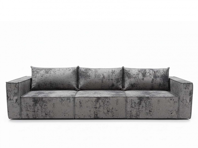 Диван еврокнижка Лофт 3-х модульный, спальное место 145*265, обивка Плюш серый