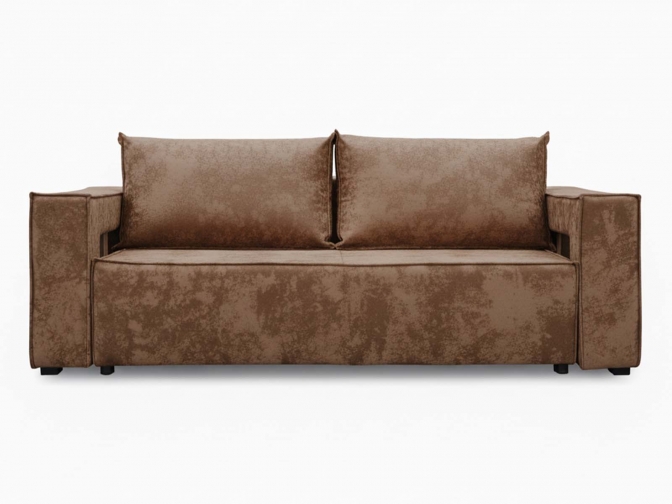 Диван еврокнижка Лофт Люкс с подсветкой, спальное место 140*195, обивка Плюш коричневый